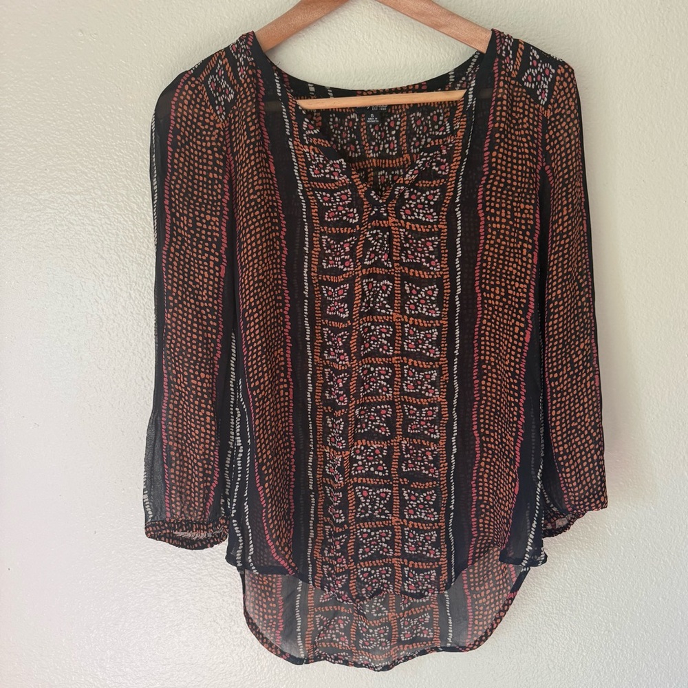 ❇️Lucky Brand Black and Red Sheer Blouse 2 for $22❇️